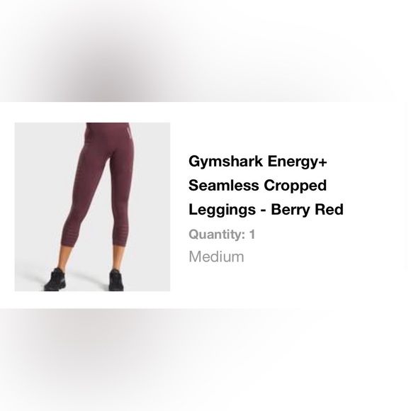 Gymshark Energy+ Seamless Cropped Leggings in Berry Red - Size Small - Picture 3 of 4